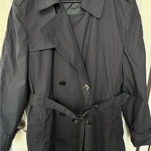 DCSP Double Breasted Lined Men's Black Trench Coat 42L Belted Heavy